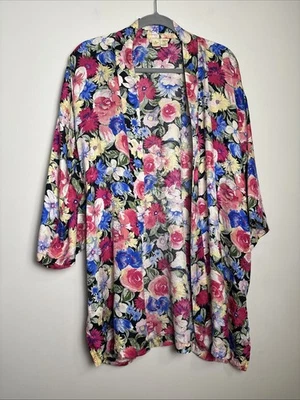 Lencería kimono salón bata de seda floral vintage años 90 Victoria’s Secret talla única Foto 1 de 4
