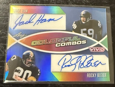 2025 Leaf Vivid Colorful Combos Blue Prismatic Auto 6/6 Jack Ham/Rocky Bleier - Image 1 of 3