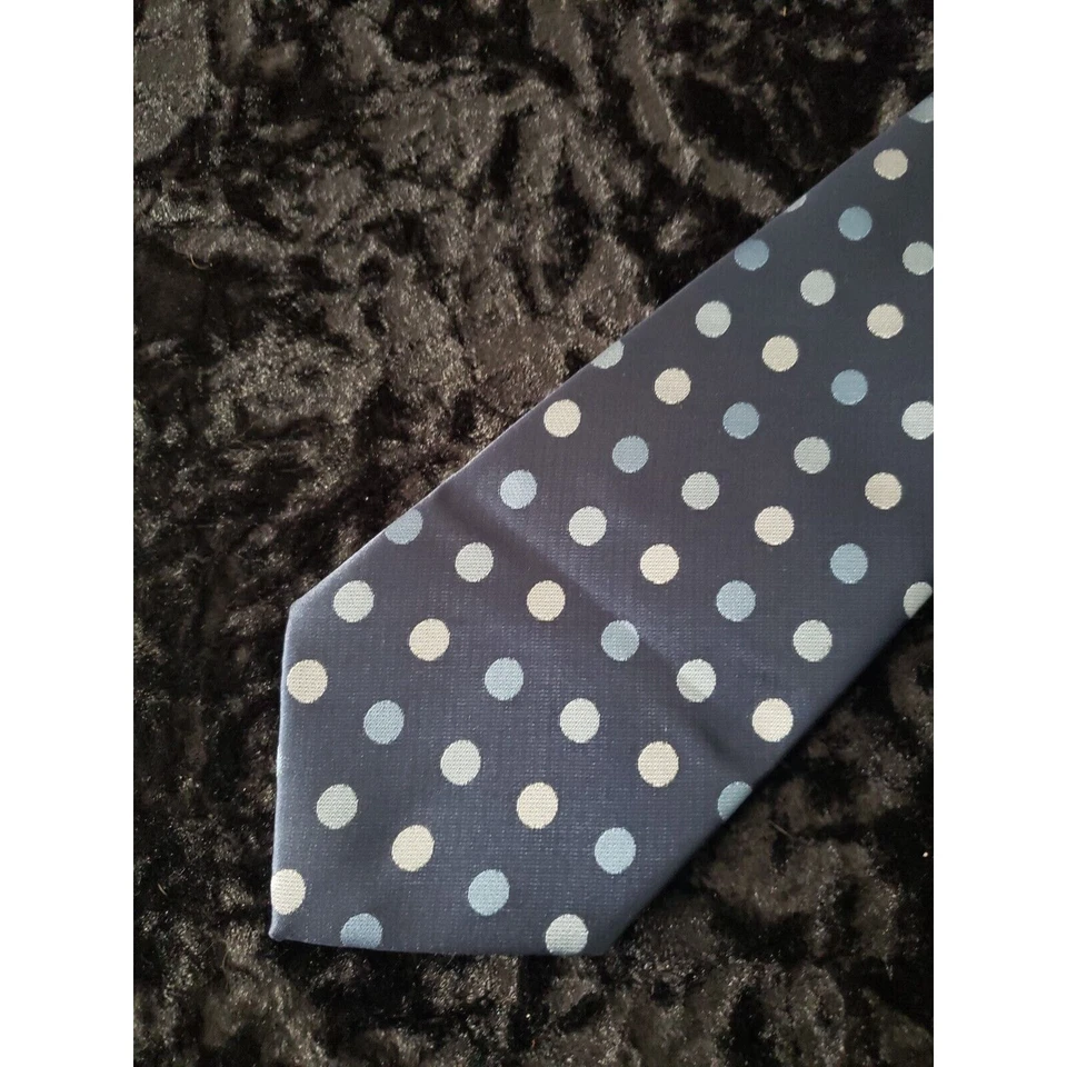 Pierre Cardin Polka Dot Neck Tie Mens Blue Silver Handmade Career Wear - Image 1 of 4