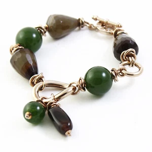 Bracciale Vanto Gioielli in argento 925 rosé con giada verde e occhio di tigre - Foto 1 di 3