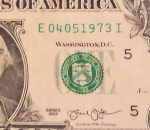 $1 Bill, Birthday/Anniv, Apr 5, 1973 or May 4, 1973; E 04 05 1973 I - Picture 1 of 2