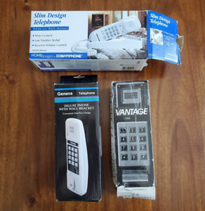 Vintage Phones Lot (3) New ConAir White Telephone, 89' Vantage Cigarettes Promo