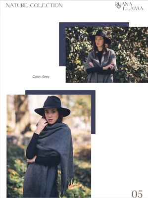 ZINÄ Nature Collection, hecho a mano, lana llama, RUANA / CHAL LLAMA color gris Foto 1 de 4