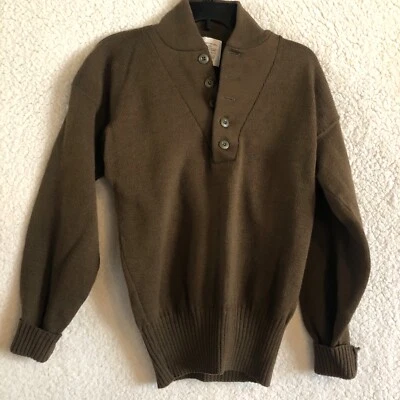 Culo Jack Young. Suéter Inc Para Hombre M 38/40 Militar Marrón 100% Lana Mangas Largas Foto 1 de 4