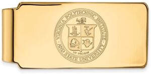 Gold Plated Sterling Silver Virginia Tech Money Clip Crest by LogoArt