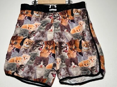 Bioworld Mens XXL All Over Kitty Cat Board Shorts Mesh Lined Swim Trunks  (B8) - Image 1 of 4