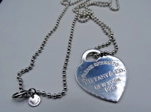 Return to Tiffany & Co. Silver Large Heart Tag Beaded - Picture 1 of 6