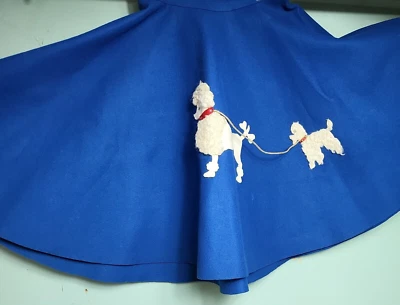 VTG  Felt Blue Charades Poodle Skirt Child Girls Costume Rhinestone Eyes Collar - Image 1 of 4