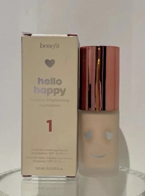 Benefit Hello Happy Brightening Foundation Shade 1. Mini 10ml. BNIB. AUTHENTIC - Image 1 of 4