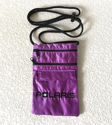Vintage POLARIS Snowmobile Purple Pouch Cross Body Bag Wallet Purse Jacket Acc. - Image 1 of 4