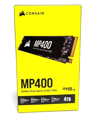 Corsair MP400 NVMe PCle Gen3 x4 M.2 SSD nvmExpress 4TB Black  CSSD-F4000GBMP400 - Image 1 of 4