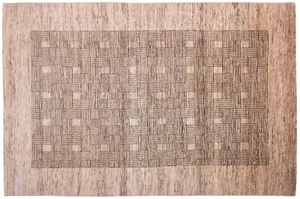 Afghan Modern Chobi Ziegler Teppich Handgeknüpft 200x300 Beige Geometrisch - Picture 1 of 7