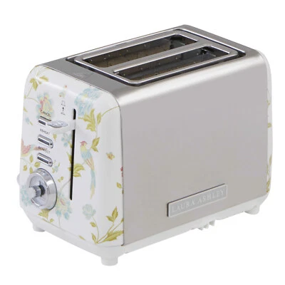 Laura Ashley Designer 2 Slice Toaster Elveden White Silver VQ & Bread Crumb Tray - Image 1 of 4