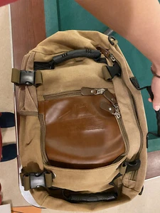 Kaka Design Brown Canvas Convertible Duffel Bag Backpack Carryon - Picture 1 of 8