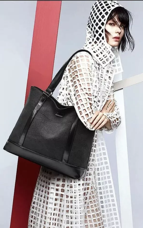 Laptop Tote Bag For Women Work School 15.6in Large Purse Dark Gray Canvas - Image 1 of 4