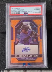 2023 Panini Prizm Adael Amador Signatures Orange Wave Auto # /50 PSA 10 Rockies - Picture 1 of 2