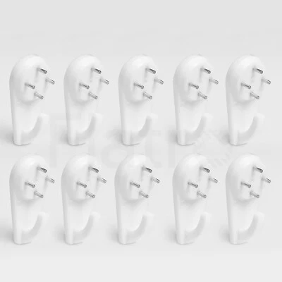 40mm Heavy Duty Hard Wall Hanging Hooks Strong White Nail Fixing Picture Hook - Image 1 of 4