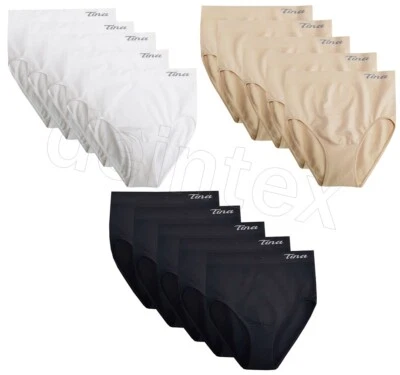 S.LABEL 1-10 Damen Maxi Slips Microfaser Unterwäsche Schlüpfer schwarz weiss beige S-3XL