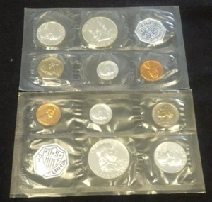 1961 & 1962 SILVER PROOF SETS IN ORIGINAL CELLO NO OUTER PACKAGING (2094) - Picture 1 of 2