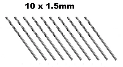 TOOLZONE 10 x 1.5mm HSS Twist Drill Bits Small Micro Model making tool Jewellery Craft
