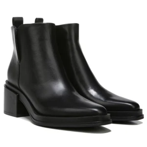 Franco Sarto Dalden Booties Black Leather Square Toe Ankle Boots Shoes Size 10M - Picture 1 of 9