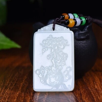 Estatua de jade hetiano natural certificada tallada a mano 摇钱树 colgante exquisito regalo Foto 1 de 4