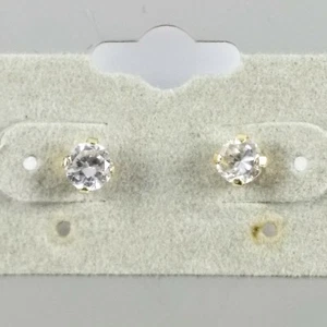 Nachlass Ohrstecker 14 Karat Gelbgold 4 mm funkelnder klarer Stein - Bild 1 von 3