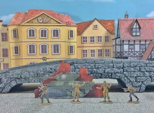 30MM FLAT ZINNFIGUREN WWII CAPTURED SHERMAN IN ARNHEM? BATTLE OF THE BULGE? - Picture 1 of 3
