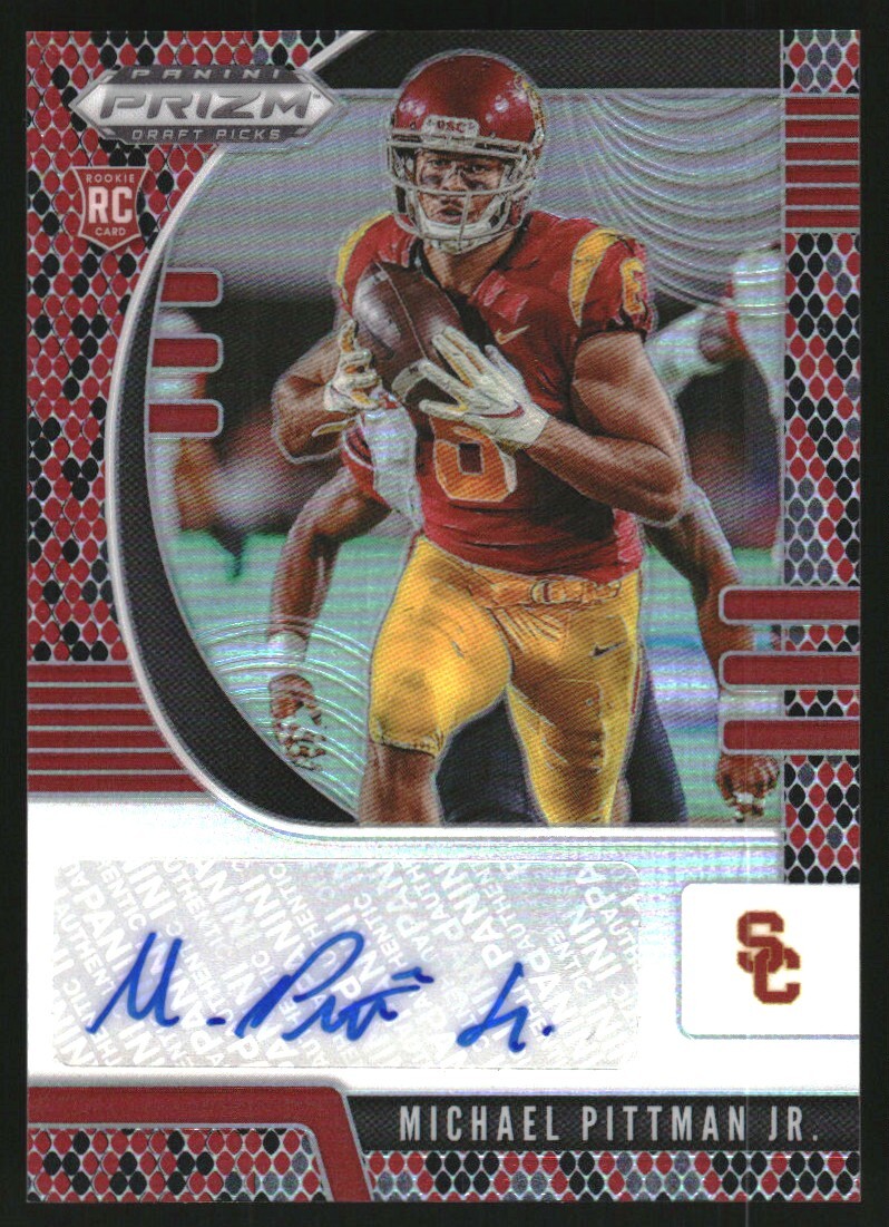 2020 Prizm Draft Picks Auto Prizms Red Black Snake Skin #145 Michael Pittman Jr.