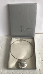 Revlon JONTUE Solid Perfume Compact PENDANT Flower Choker Necklace 1970s - Picture 1 of 12