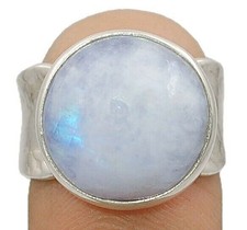 Silver Ring Jewelry Sz 5.5 C32-3 Elegant Gem Rainbow Moonstone 925 Sterling