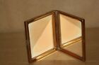 Vintage Copper Coloured Metal Hinged Compact Makeup Case With Mirror