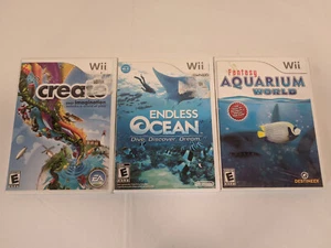 Nintendo Wii Games Lot of 3 - Create Imagination, Endless Ocean, Aquarium World - Picture 1 of 10