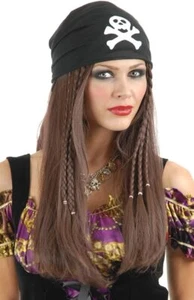 Braided Pirate Wig Caribbean Brown Dress Up Halloween Adult Costume Accessory - Picture 1 of 2