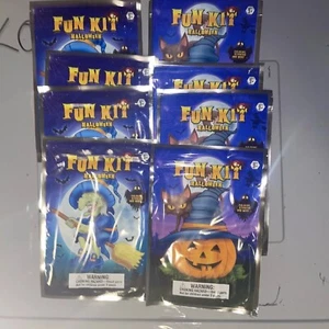 LOT 7-Pc Kids Halloween Party Activity Kits Surprise Bag Stickers Crayons #k01 - Picture 1 of 7