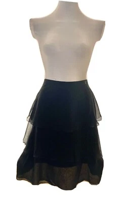 Chanel Negro Gasa Volantes Tren Falda  Foto 1 de 4