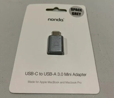 Nonda USB-C to USB A 3.0 Mini Adapter Grau für Apple Macbook_0.2_5 - Bild 1 von 2