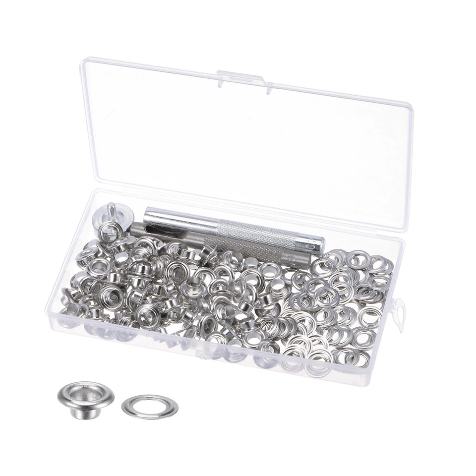 100 Ensembles Oeillet Trousse 6mm/0.24 Pouce Cuivre Métal Oeillet Œillets 3pcs - Photo 1/4