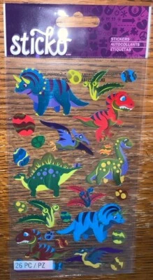 Sticko 金属恐龙恐龙 T-Rex Brontosaurus 三角龙剪贴簿贴纸 — 第 1/2 张图片