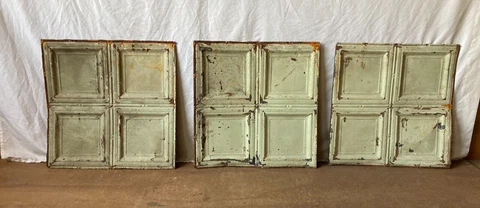 Lot of 3 Antique Tin Ceiling  2' x 2' Shabby Tile 24" SQ Chic VTG Crafts 126-23A Cover