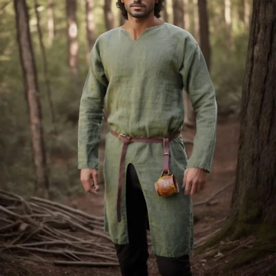 Camisa Top Túnica Medieval Renacimiento Lino, Caballero Vikingo Pirata Disfraz Juegos con disfraces Foto 1 de 4