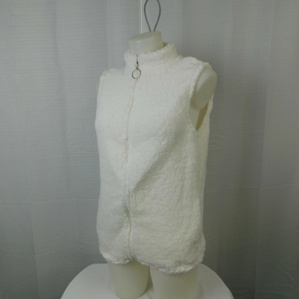 Bobbie Brooks Full-Zip Sherpa Fleece Vest - White, Small #9002 - Image 1 of 4