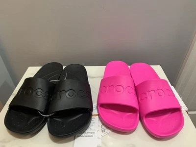 Diapositiva de cocodrilo talla 7 (juego de 2) rosa y negro NUEVO Foto 1 de 4