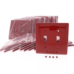 Hubbell NP2R Red 2-Gang Toggle Unbreakable Nylon Standard Wallplate Cover 25pcs - Picture 1 of 4