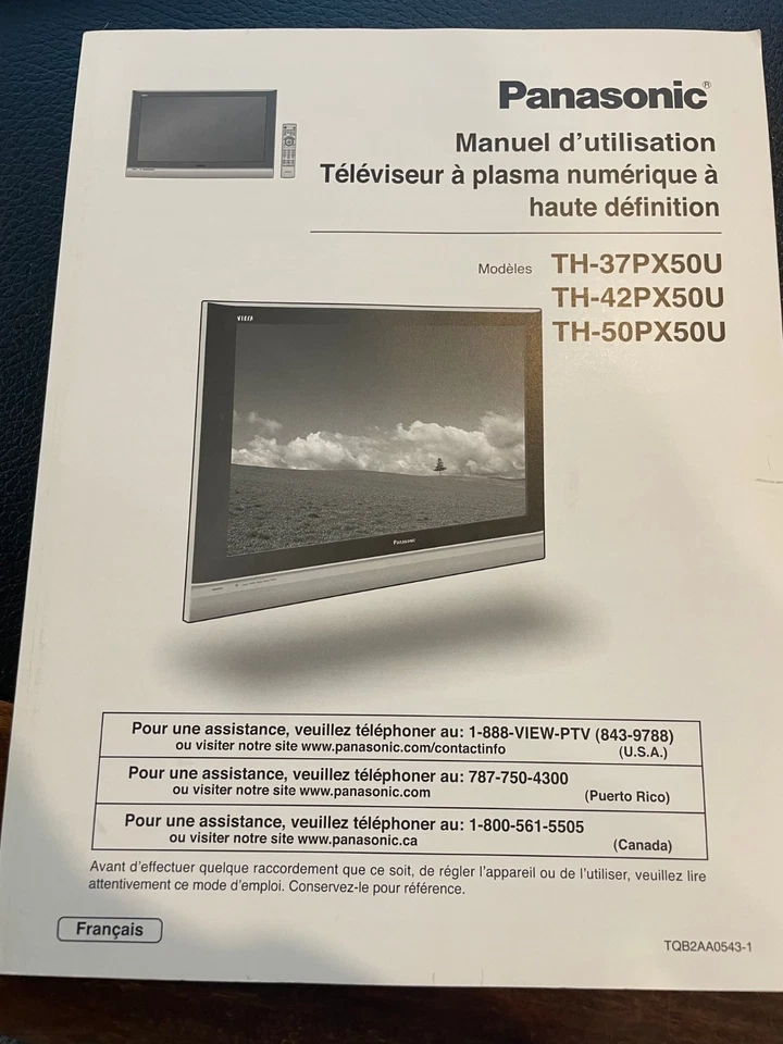 Panasonic Instruction Manual Plasma TV 2005 Model TH37PX50U TH50PX50U MINT NR - Image 1 of 1