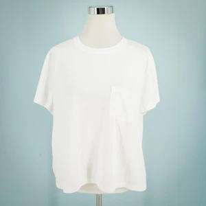 Everlane Size XL White Essential Box Cut Crew Neck Short Sleeve Cotton Knit Top - Picture 1 of 9