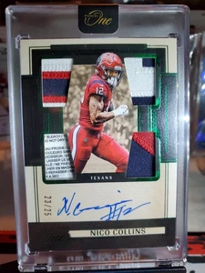 2024 Panini One - Quad Patch Autographs Nico Collins #60 Red /49 (AU, MEM) - Bild 1 von 3