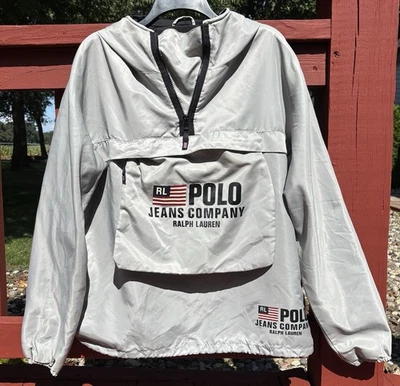 Abrigo Chaqueta Empacable Anorak Gris Nailon Ralph Lauren De Colección Años 90 Polo Jeans Co Talla L Foto 1 de 4