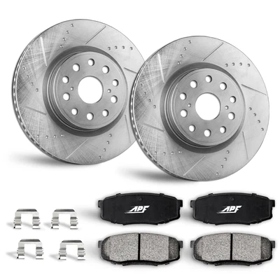 Rear Zinc Drill/Slot Brake Rotors + Ceramic Pads for Lexus GX460 2010-2020 - Image 1 of 4