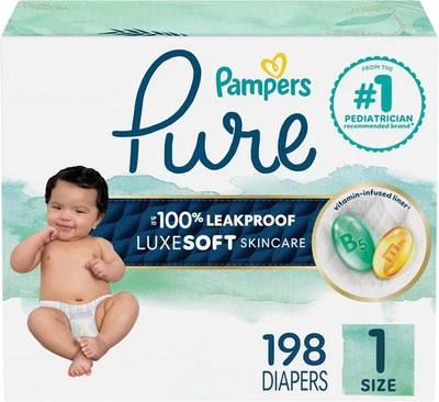 Pañales para bebé Pampers Pure Protection talla 1 - 198ct Foto 1 de 4